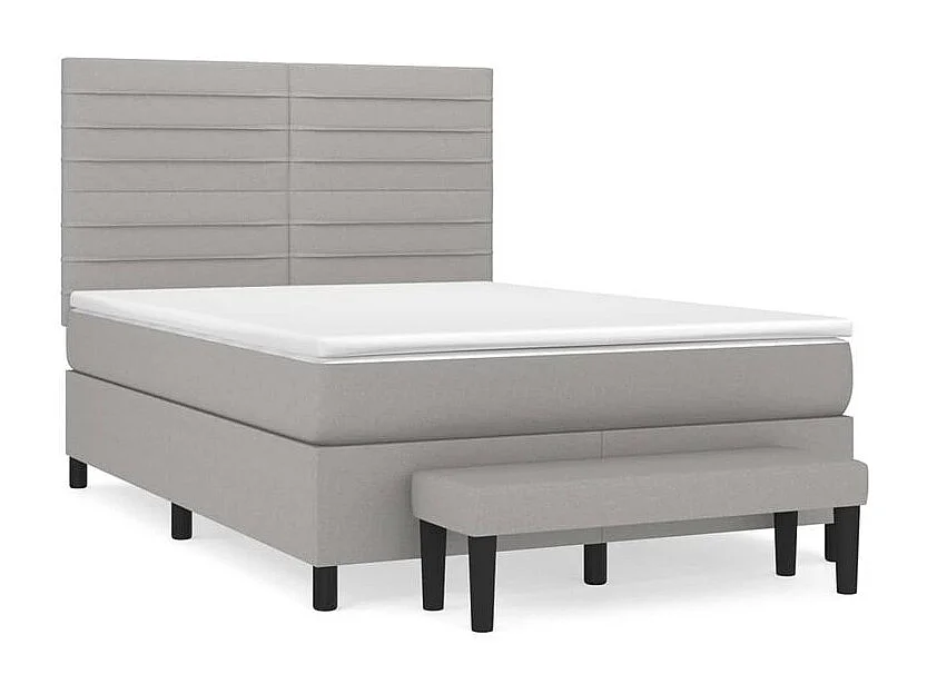 Sommier à lattes de lit avec matelas Gris clair 140x200 Tissu