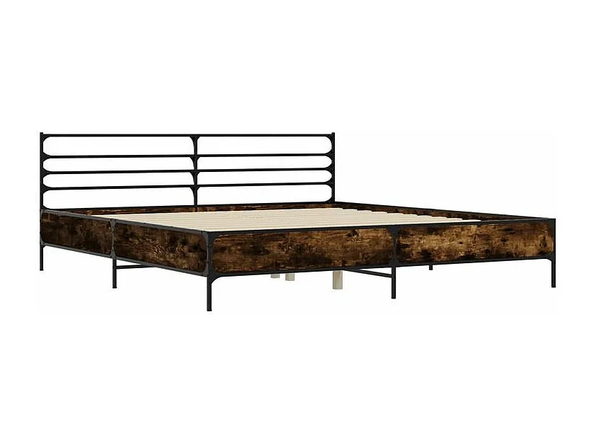 Cadre de lit chêne fumé 180x200 bois d'ingénierie et métal