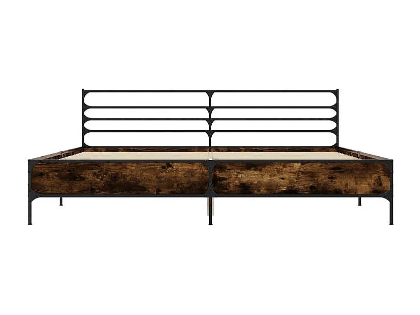 Cadre de lit chêne fumé 180x200 bois d'ingénierie et métal