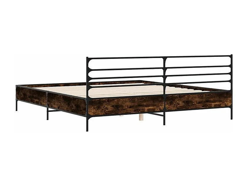 Cadre de lit chêne fumé 180x200 bois d'ingénierie et métal