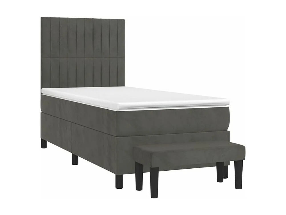 Sommier à lattes de lit et matelas Gris foncé 80x200 Velours