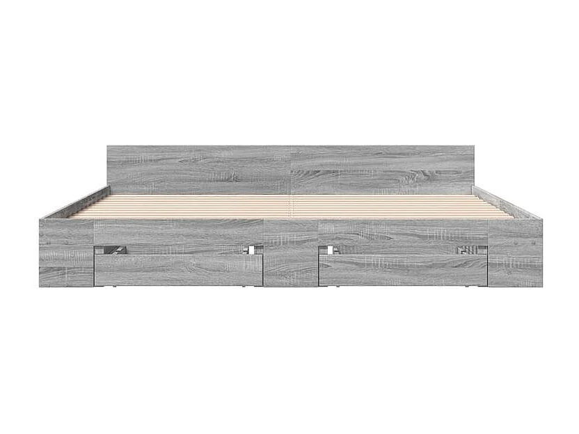 Cadre de lit et tiroirs sonoma gris 200x200 bois d'ingénierie