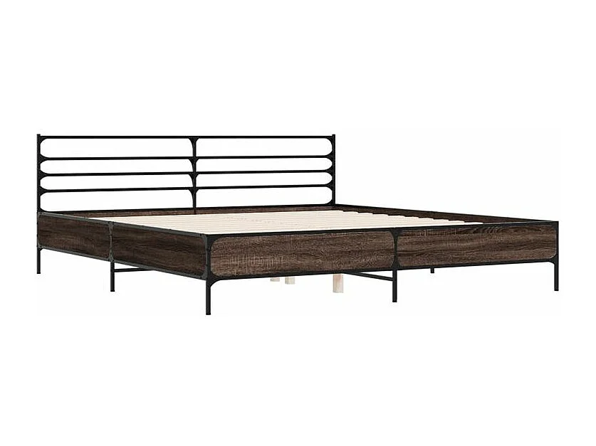 Cadre de lit chêne marron 180x200 bois d'ingénierie et métal