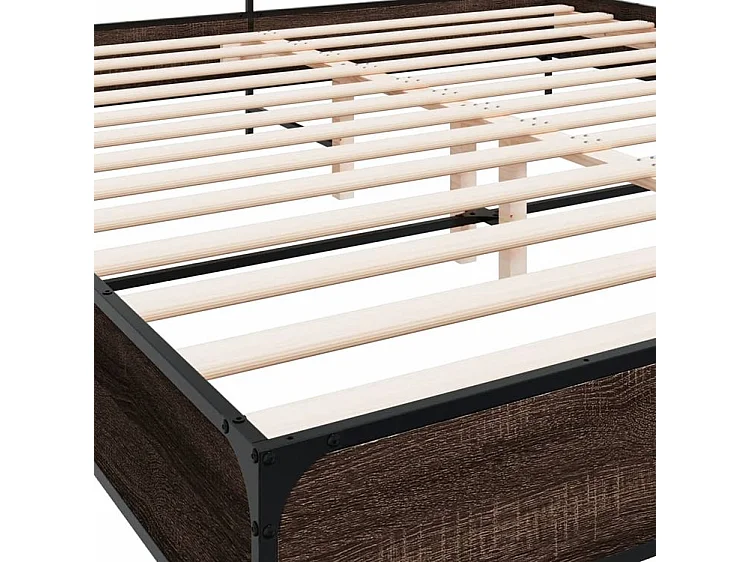 Cadre de lit chêne marron 180x200 bois d'ingénierie et métal