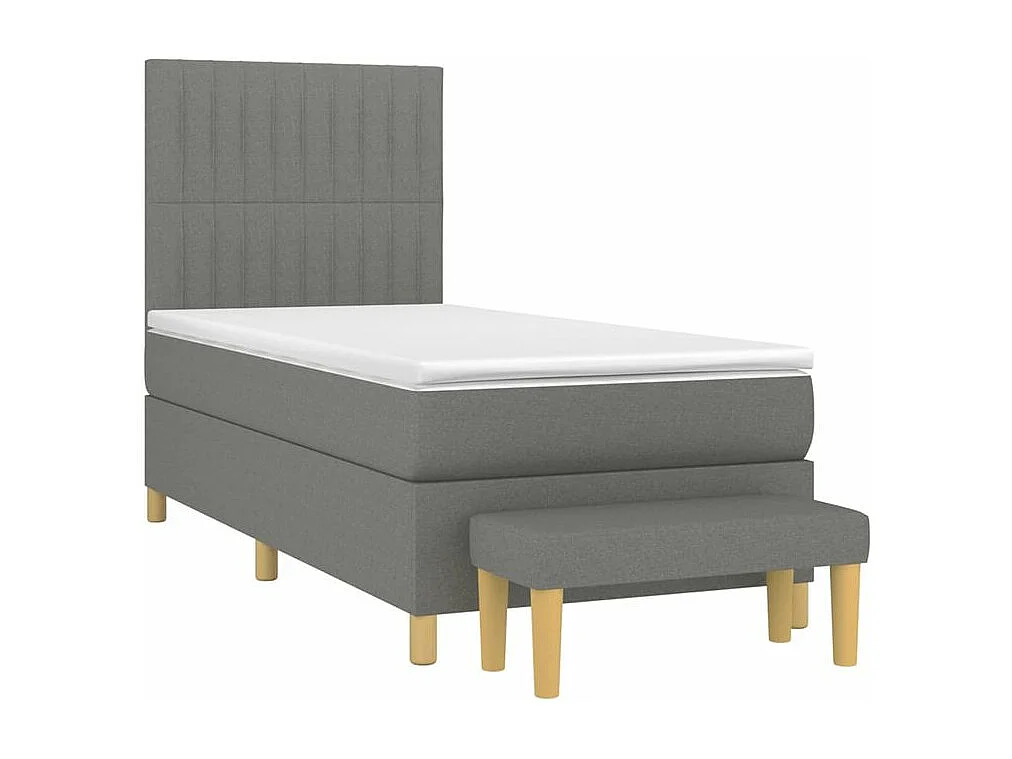 Sommier à lattes de lit avec matelas Gris foncé 100x200 Tissu