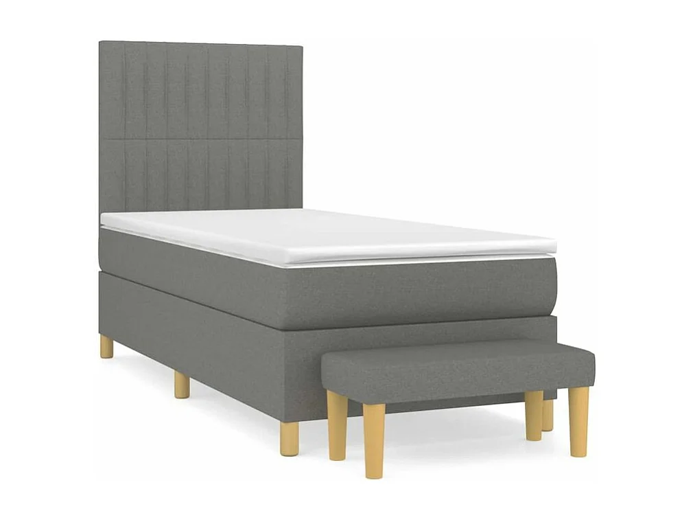 Sommier à lattes de lit avec matelas Gris foncé 100x200 Tissu