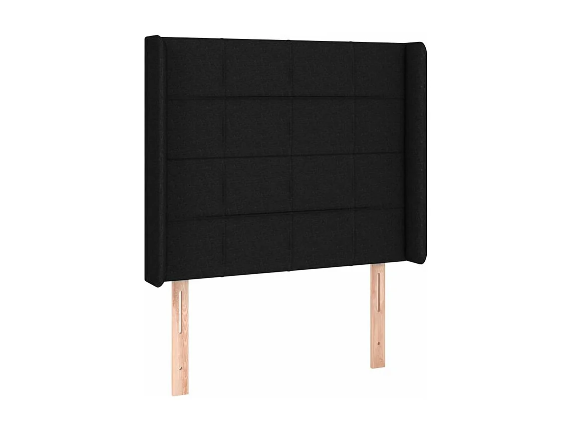 Sommier à lattes de lit matelas et LED Noir 90x200 Tissu