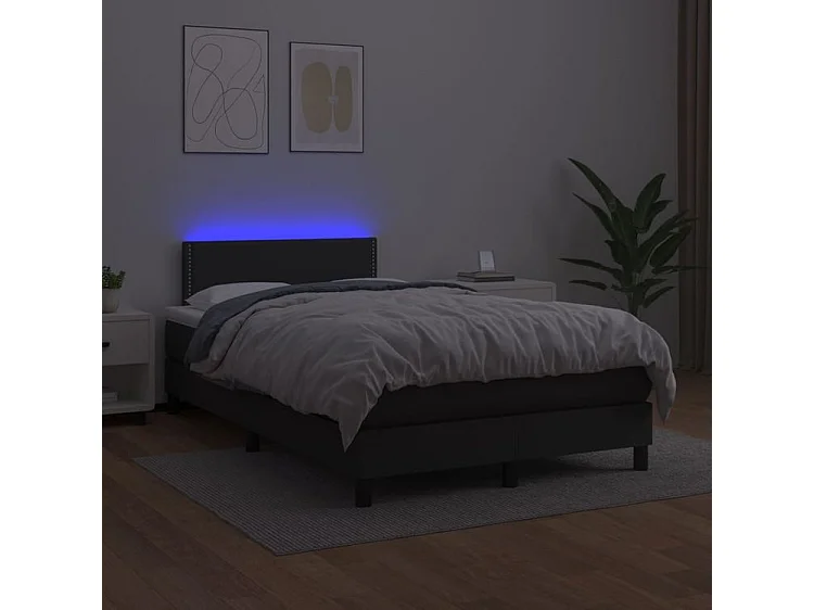 Sommier à lattes de lit avec matelas et LED Noir 120x200
