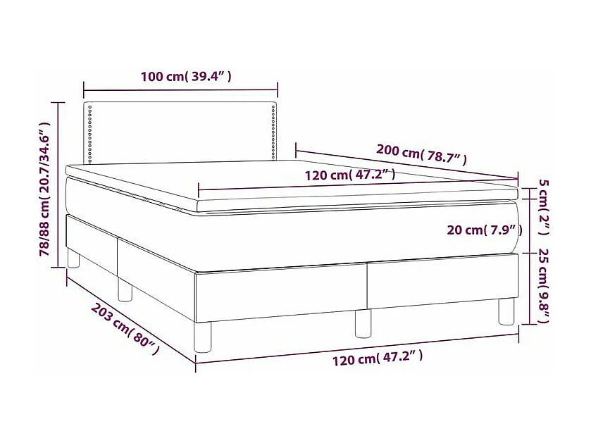 Sommier à lattes de lit avec matelas et LED Noir 120x200