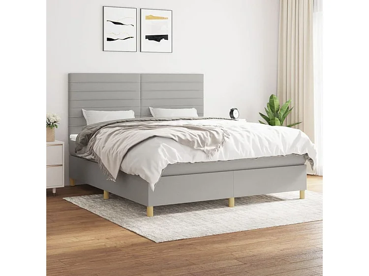 Sommier à lattes de lit avec matelas Gris clair 160x200 Tissu