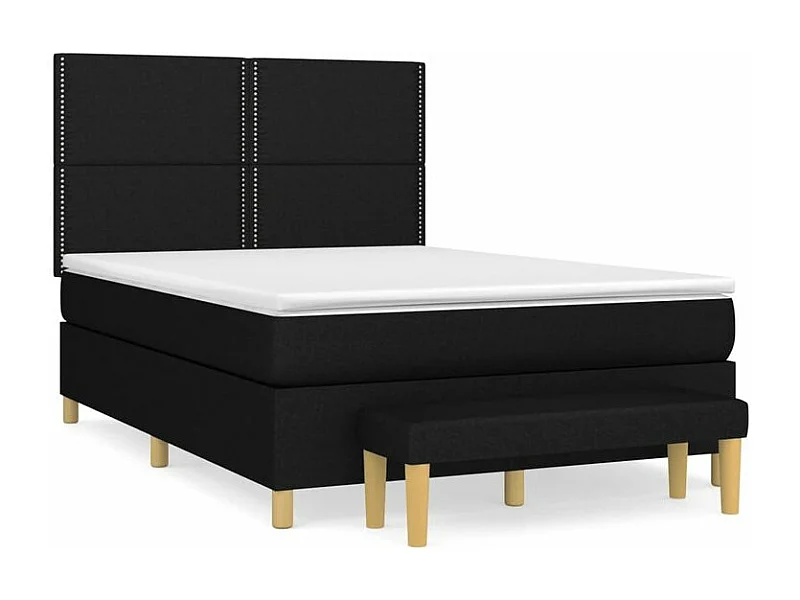 Sommier à lattes de lit avec matelas Noir 140x200 Tissu