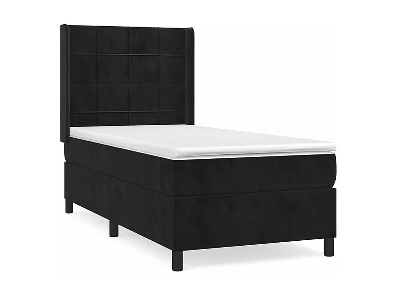 Sommier à lattes de lit avec matelas Noir 90x190 Velours
