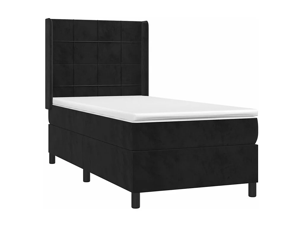 Sommier à lattes de lit avec matelas Noir 90x190 Velours
