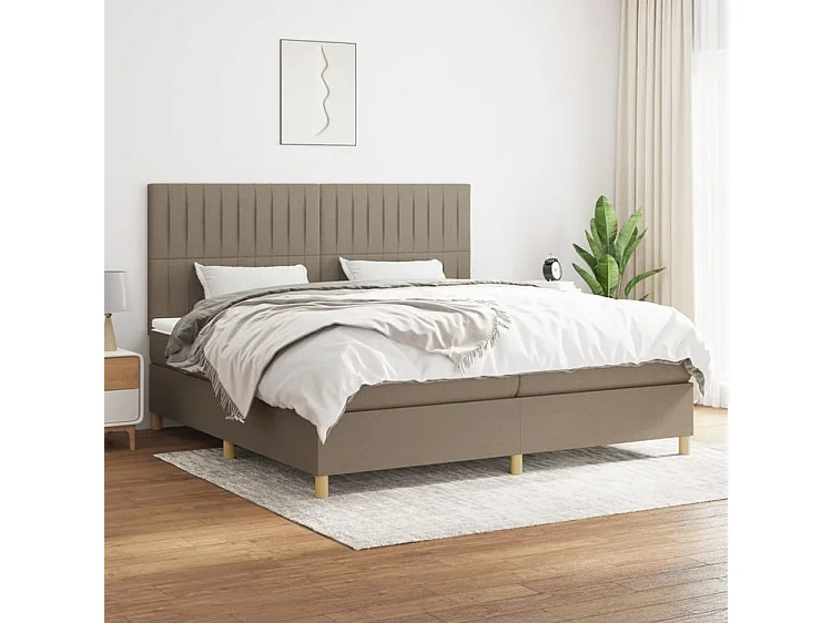 Sommier à lattes de lit avec matelas Taupe 200x200 Tissu