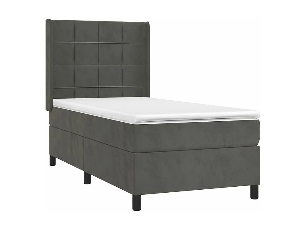 Sommier à lattes de lit et matelas Gris foncé 90x200 Velours