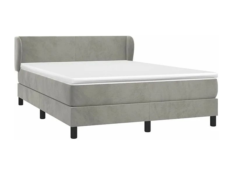 Sommier à lattes de lit et matelas Gris clair 140x200 Velours
