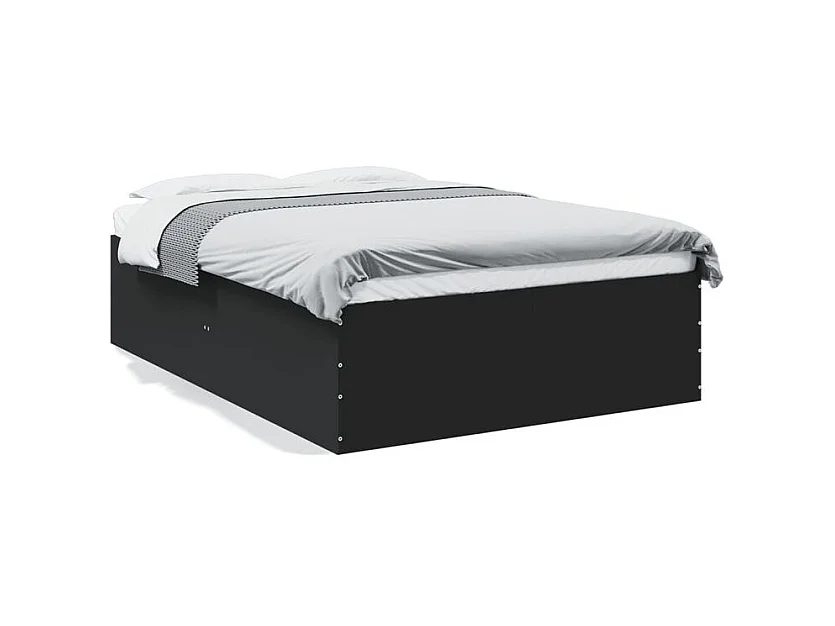 Bedframe massief hout zwart 140x190 cm
