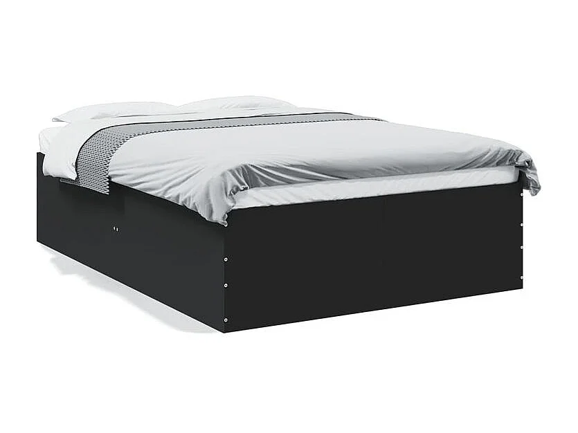 Cadre de lit noir 140x190 bois d'ingénierie