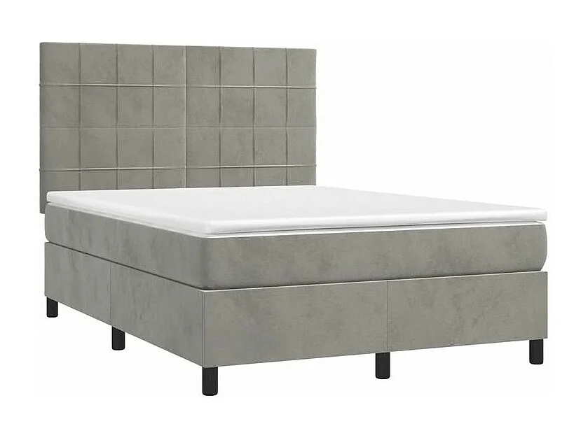Sommier à lattes de lit matelas et LED Gris clair 140x200