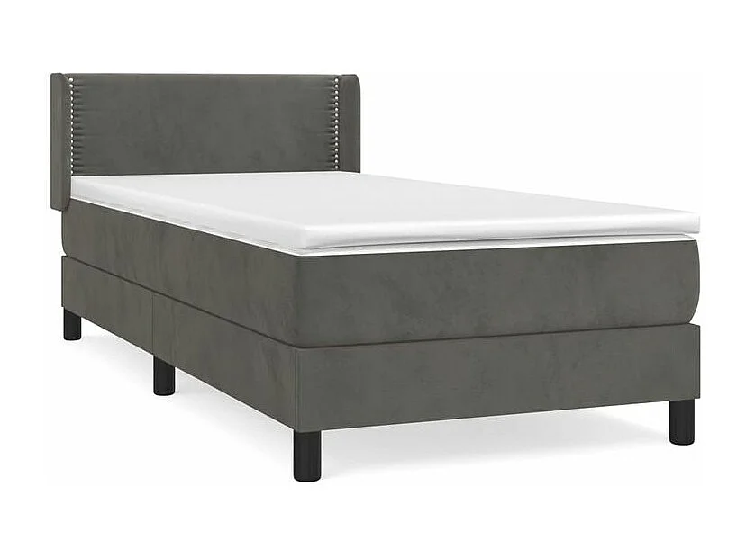 Sommier à lattes de lit et matelas Gris foncé 90x200 Velours