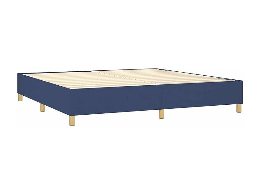 Sommier à lattes de lit et matelas et LED Bleu 200x200 Tissu