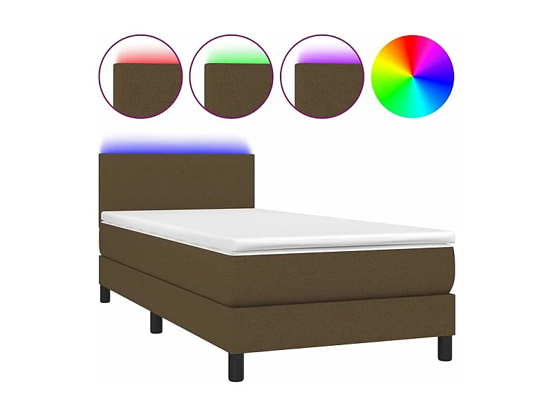 Sommier à lattes de lit et matelas et LED Marron foncé 80x200
