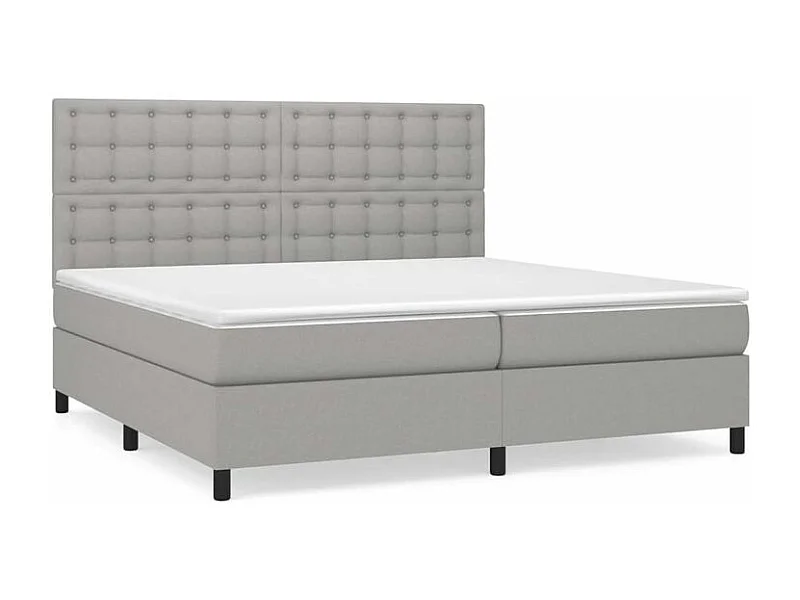 Sommier à lattes de lit avec matelas Gris clair 200x200 Tissu