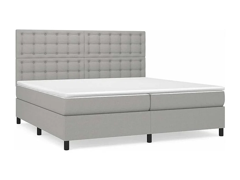 Sommier à lattes de lit avec matelas Gris clair 200x200 Tissu