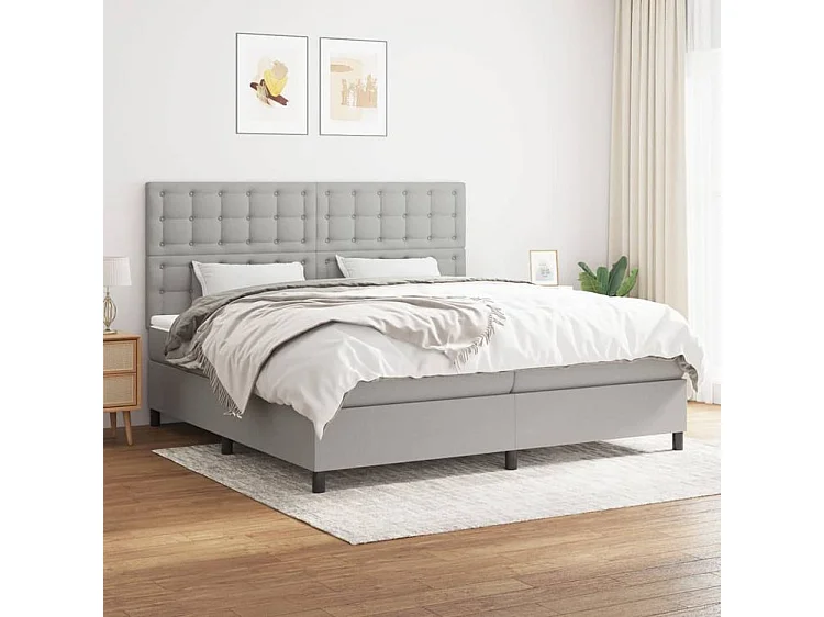 Sommier à lattes de lit avec matelas Gris clair 200x200 Tissu