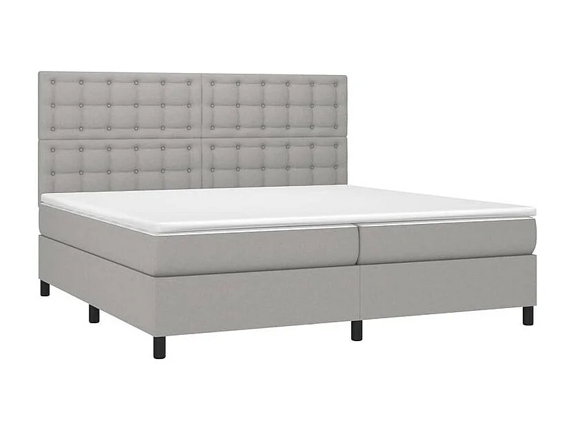 Sommier à lattes de lit avec matelas Gris clair 200x200 Tissu