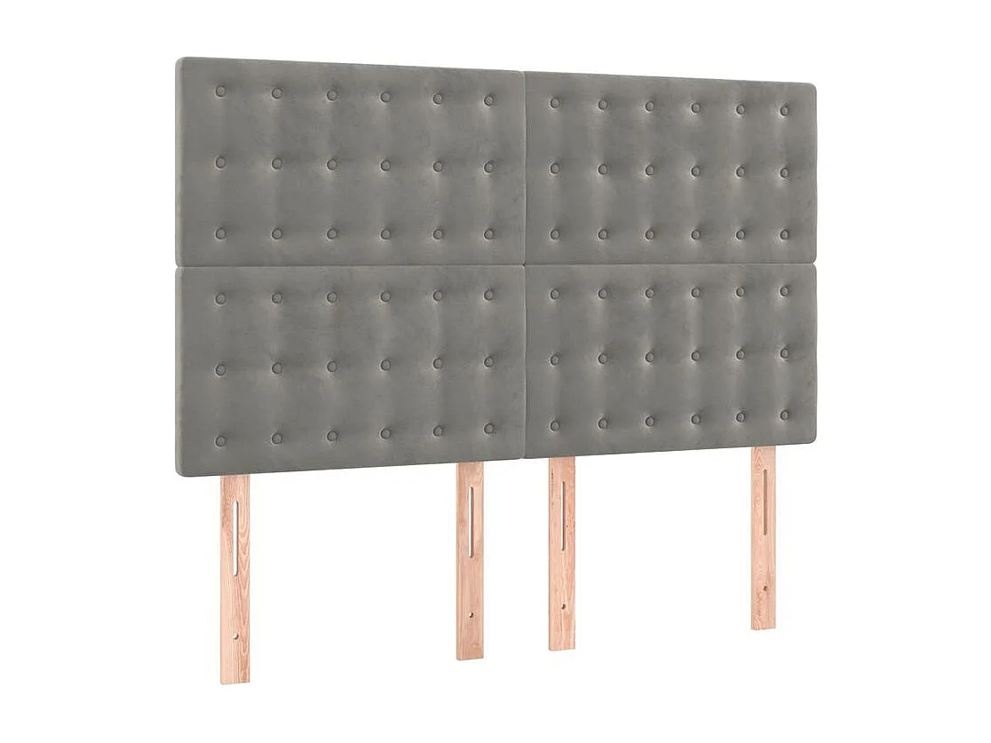 Sommier à lattes de lit et matelas Gris clair 140x190 Velours