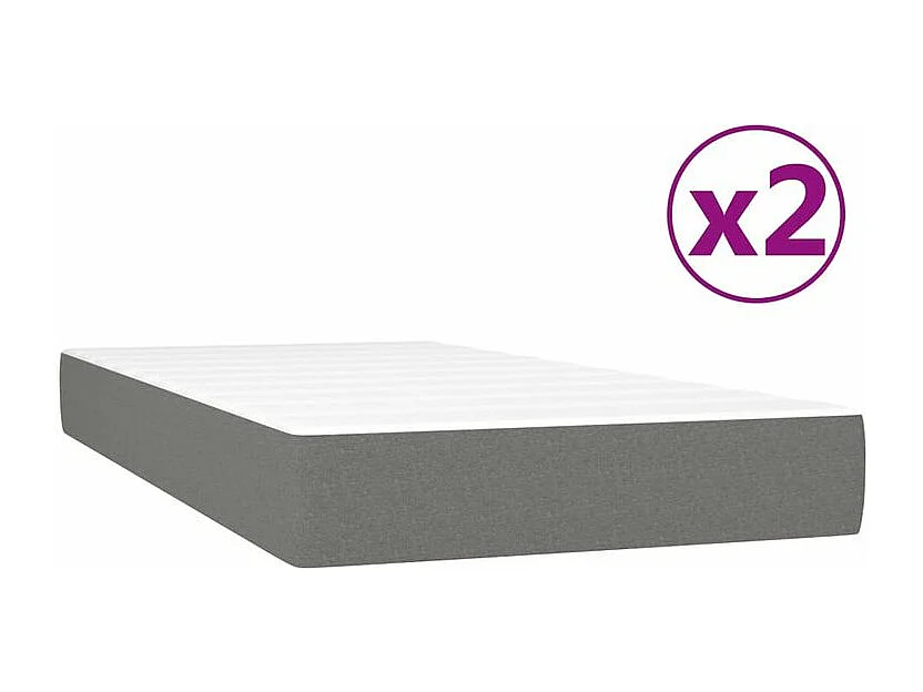 Sommier à lattes de lit avec matelas Gris foncé 200x200 Tissu