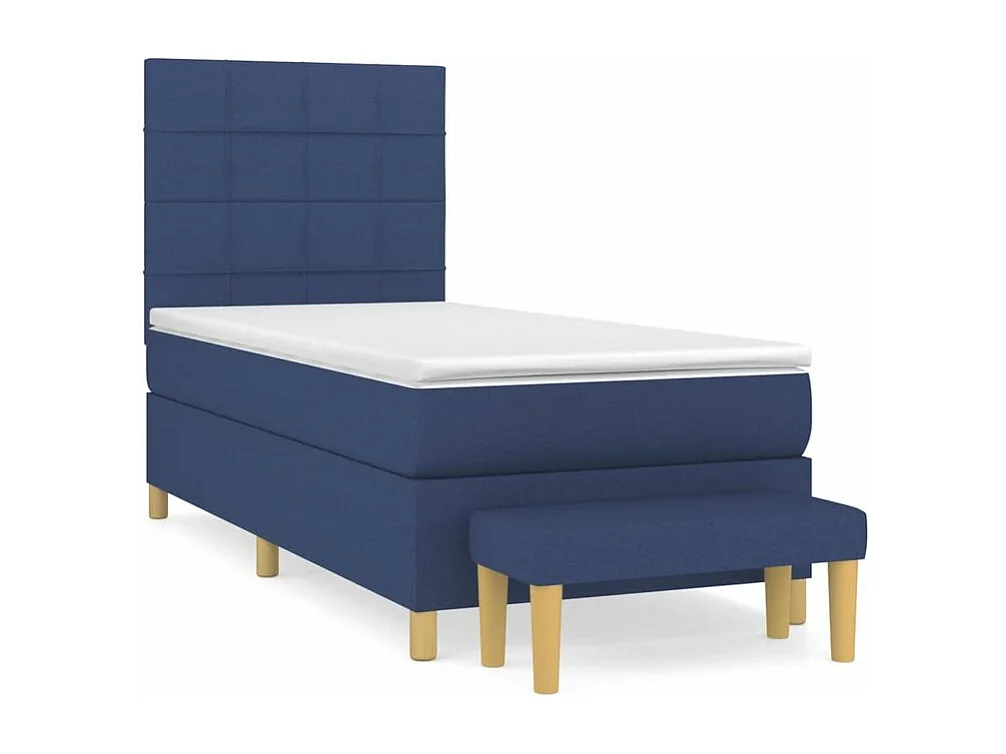 Sommier à lattes de lit avec matelas Bleu 100x200 Tissu