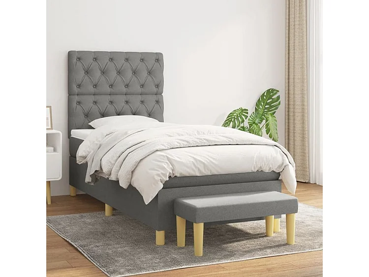 Sommier à lattes de lit avec matelas Gris foncé 80x200 Tissu