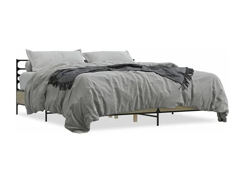 Cadre de lit chêne sonoma 180x200 bois d'ingénierie et métal
