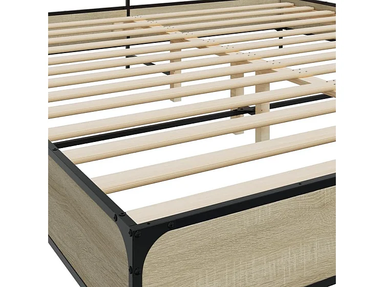 Cadre de lit chêne sonoma 180x200 bois d'ingénierie et métal