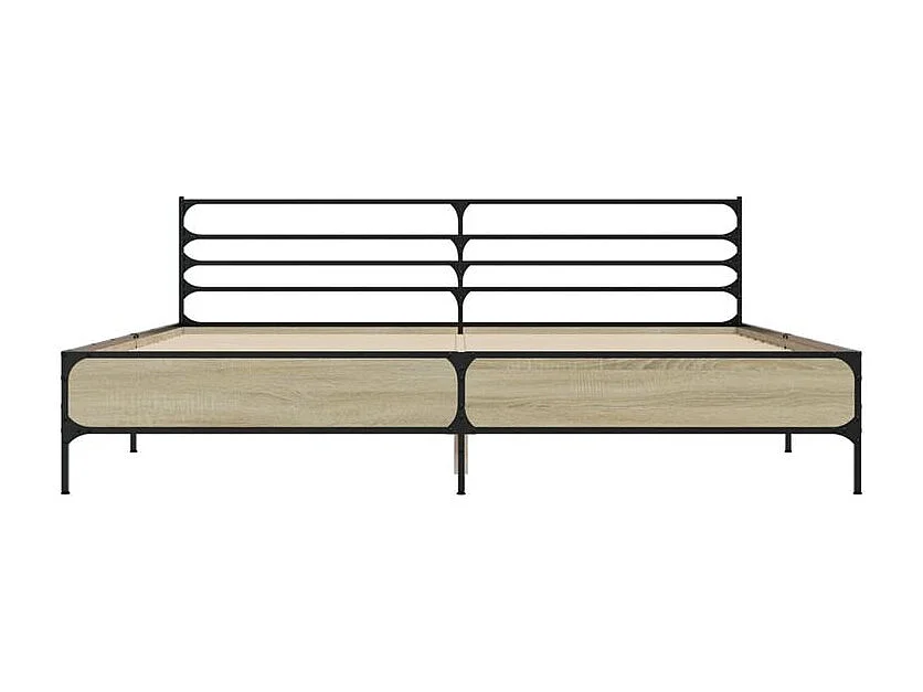 Cadre de lit chêne sonoma 180x200 bois d'ingénierie et métal