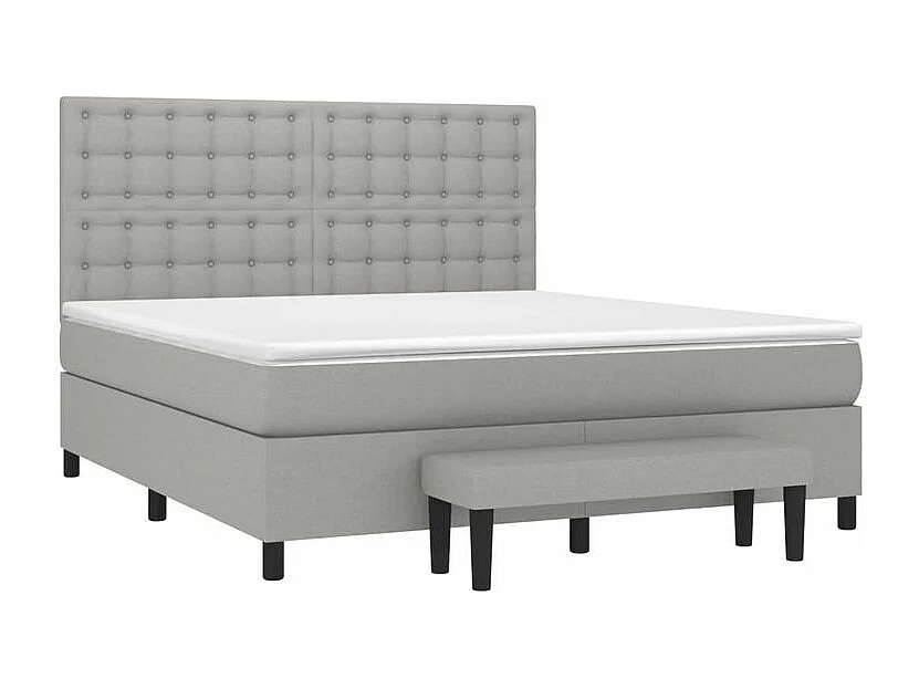 Sommier à lattes de lit avec matelas Gris clair 180x200 Tissu
