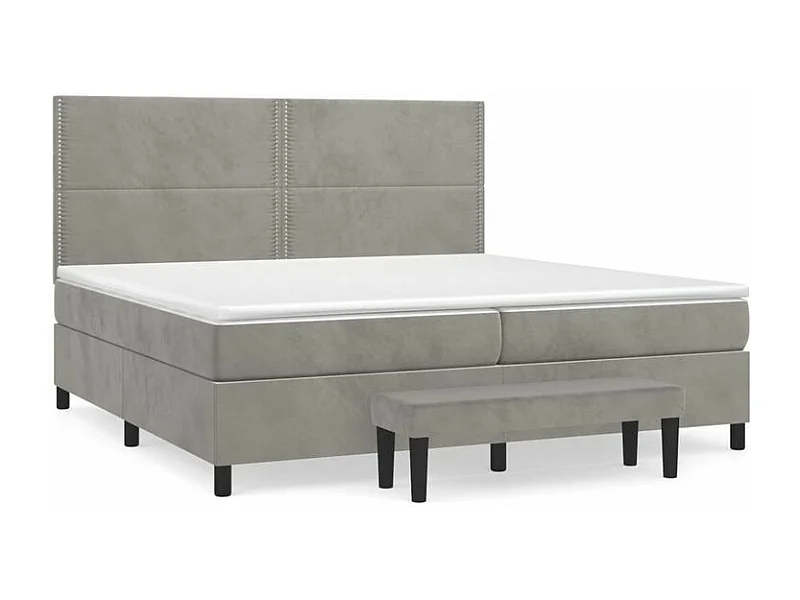 Sommier à lattes de lit et matelas Gris clair 200x200 Velours