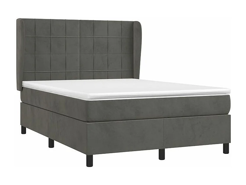 Sommier à lattes de lit et matelas Gris foncé 140x190 Velours