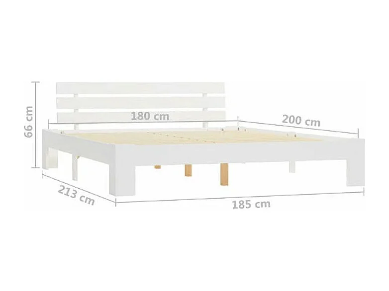 Lit adulte pin massif blanc Cozy 180x200