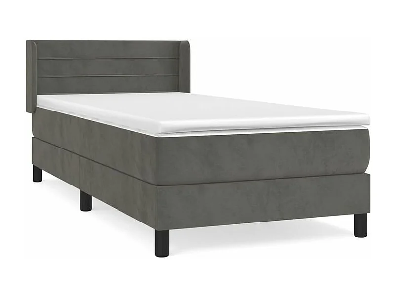 Sommier à lattes de lit et matelas Gris foncé 90x200 Velours