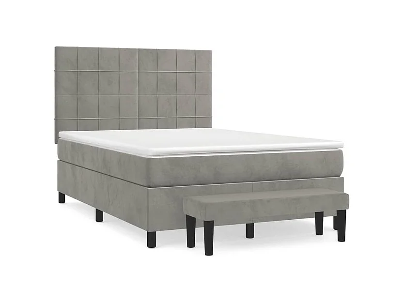 Sommier à lattes de lit et matelas Gris clair 140x200 Velours