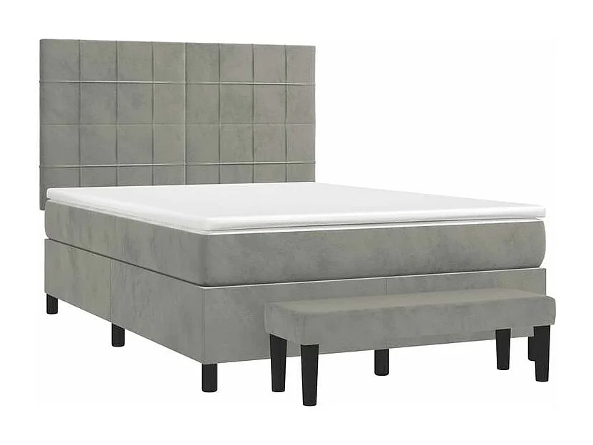 Sommier à lattes de lit et matelas Gris clair 140x200 Velours