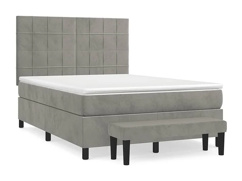Sommier à lattes de lit et matelas Gris clair 140x200 Velours