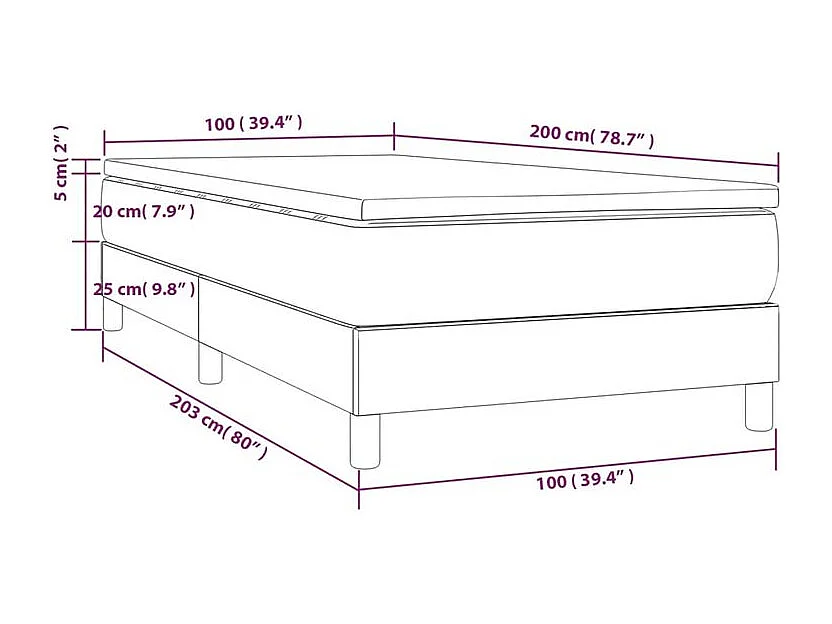 Sommier à lattes de lit avec matelas Taupe 100x200 Tissu