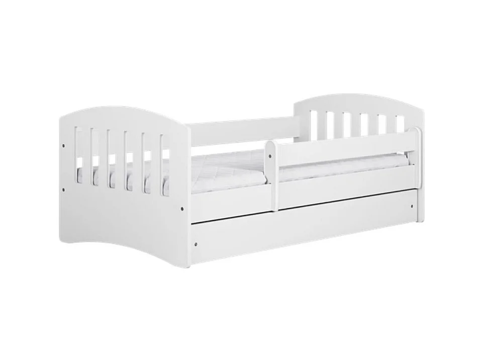 Lit enfant avec barrière de sécurité amovible blanc Klaky-80x180