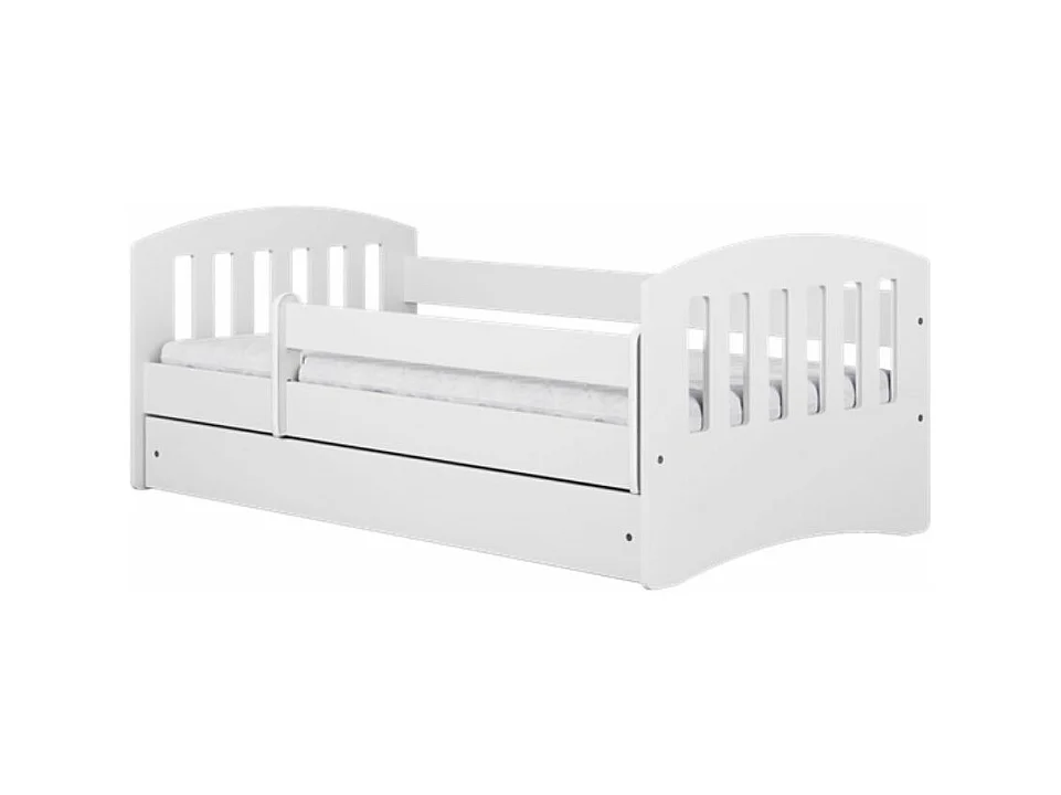 Lit enfant avec barrière de sécurité amovible blanc Klaky-80x180