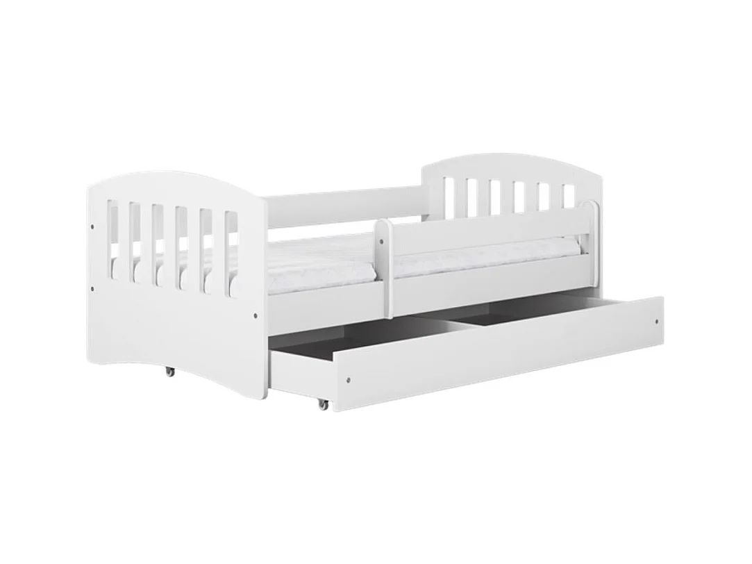 Lit enfant avec barrière de sécurité amovible blanc Klaky-80x180