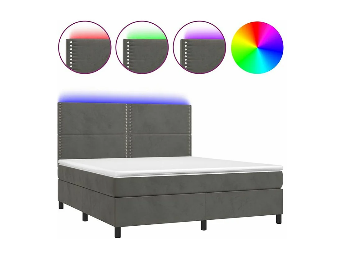 Sommier à lattes de lit matelas et LED Gris foncé 160x200